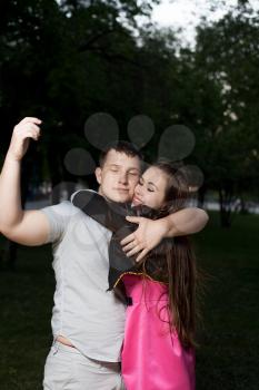 Young couple in love embracing