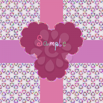 Red Pink Vector ornate frame with sample text. Perfect as invitation or announcement. Background pattern is included as seamless with clipping path. All pieces are separate. Easy to change and edit.