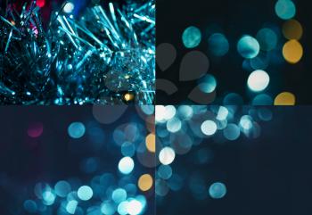 Christmas lights for wallpaper. Set of four holiday blurred backgrounds