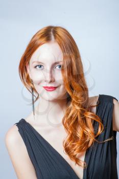 redhead in studio, vertical shot