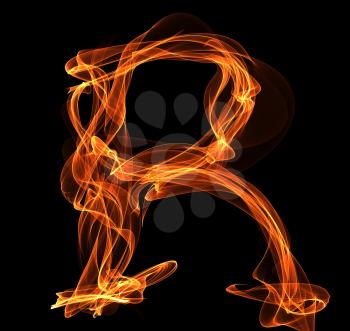 Royalty Free Clipart Image of a Letter R in Fire