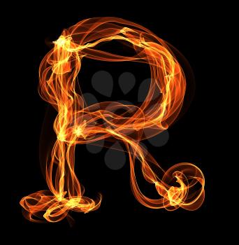 Royalty Free Clipart Image of a Letter R in Fire