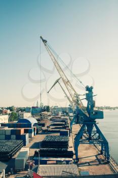Dockside crane in a harbour