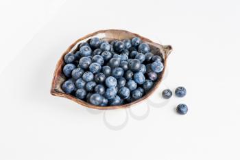Blueberry in bowl on white background