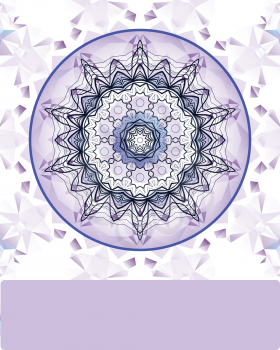 Violet vintage vector pattern. Hand drawn abstract mandala. Decorative retro stylized flower. Blank banner, invitation, wedding card, scrapbooking and others. Oriental vector design element.
