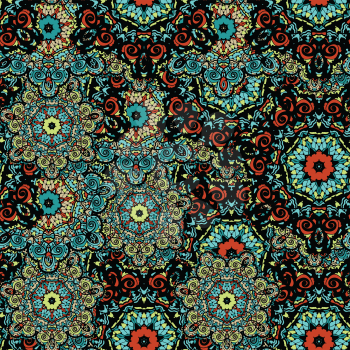 Vector seamless mandala flower pattern background