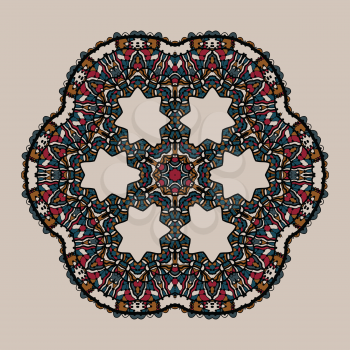 Mandala design Stylized tribal art Ornate lace medallion.