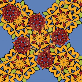 Vector seamless abstract stylized flowers pattern. Endless background in oriental style.