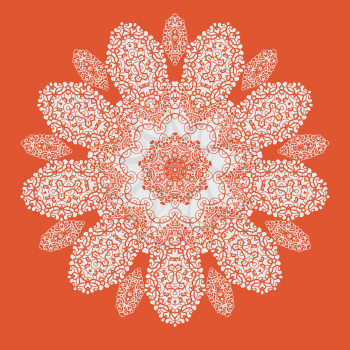 Hand drawn mandala on orange background. All objects are conveniently grouped and are easily editable.