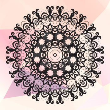 Ornamental Mandala on triangles background