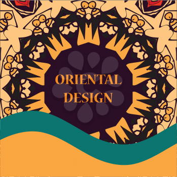 Stylized Round Ornamental Symmetry Pattern. Vintage decorative element. Hand drawn artwork. Islamic, Arabic, Persian, Indian, Ottoman motifs.