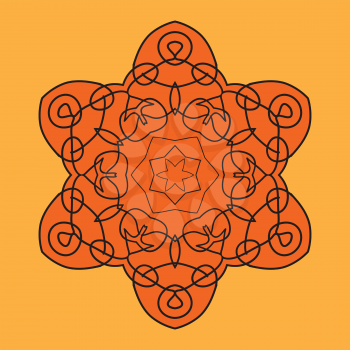 Orange mandala. Abstract Retro Ornate Mandala Background for greeting card, Brochure, Card or Invitation with Islamic, Arabic, Indian, Ottoman, Asian motifs.