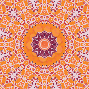 Mandala Print Chakra Circle. Seamless Ornamental Symmetry Pattern. Vintage decorative element. Hand drawn artwork. Islamic, Arabic, Persian, Indian, Ottoman motifs.