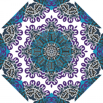 Oriental symmetrical round pattern. Indian art imitation.