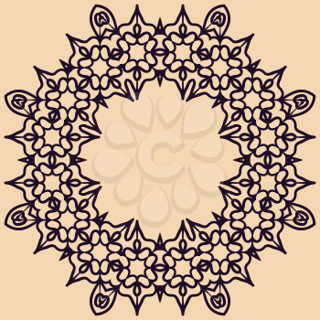 Rosette ornament vector in shades of brown color. Template for adult painting