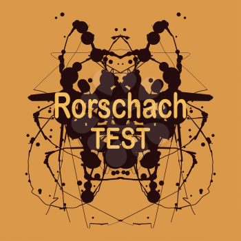 Rorschach inkblot test vector design. Psychological testing inkblot Rorschach test