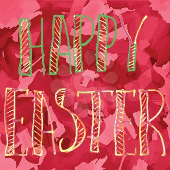 Happy Easter Hand Lettering on Watercolor Background