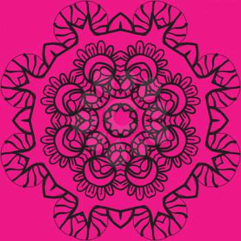 Mandala in outlines over pink color background for greeting card, Brochure, Card or Invitation with Islamic, Arabic, Indian, Ottoman, Asian motifs. Abstract Retro Stylized flowers wallpaper 