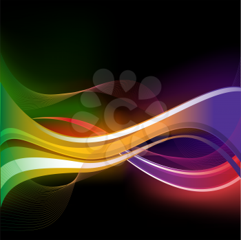 Royalty Free Clipart Image of an Abstract Neon Wave Background