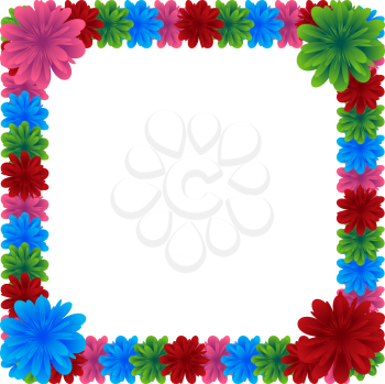 Royalty Free Clipart Image of a Brightly Coloured Floral Frame