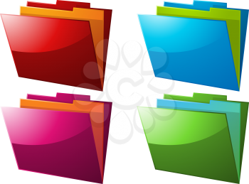 Royalty Free Clipart Image of a Set of 4 Document Folders