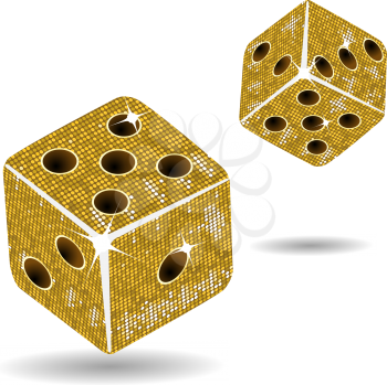 Royalty Free Clipart Image of Gold Mosaic Dice