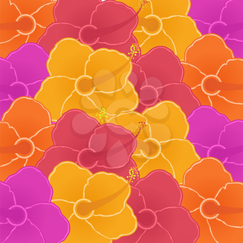 Royalty Free Clipart Image of a Colorful Hibiscus Flower Background