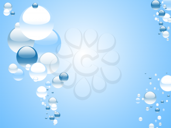 Royalty Free Clipart Image of  Water Bubbles on a Blue Background