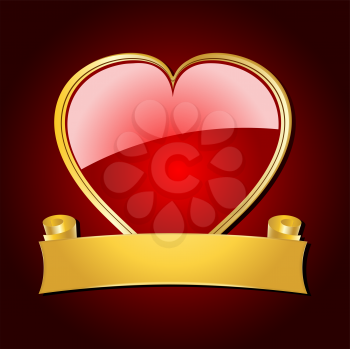 Royalty Free Clipart Image of a Heart With a Banner