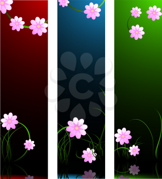 Royalty Free Clipart Image of Three Floral Banners