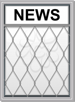Royalty Free Clipart Image of a Newspaper Stand With a Wire Guard