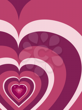Royalty Free Clipart Image of a Retro Heart Background