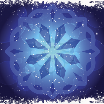 Glowing blue Christmas snowflake