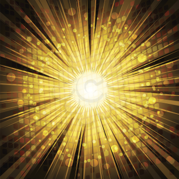 Golden light explosion background