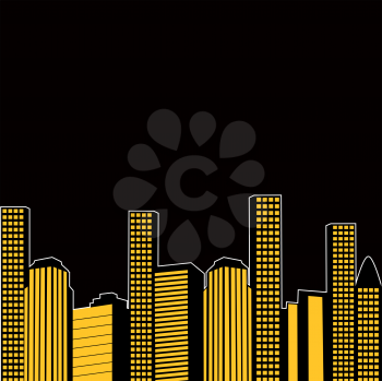 Abstract cityscape background in black and yellow