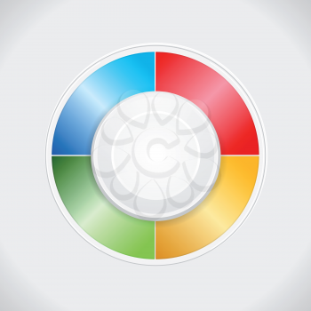 Circular Design Element with Central button and Coloured Panels