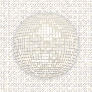 3D White Disco Ball Background on White Mosaic Background