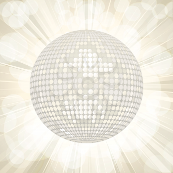 Sparkling White Disco Ball on a Starburst Background
