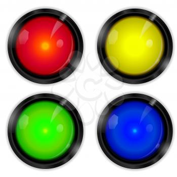 Royalty Free Clipart Image of a Set of Coloured Buttons