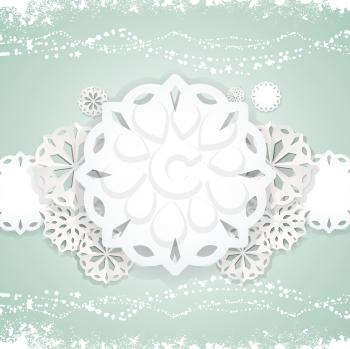 Royalty Free Clipart Image of a Paper Snowflake Background