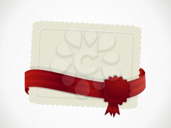 White Gift Card with Ribbon and Rosette