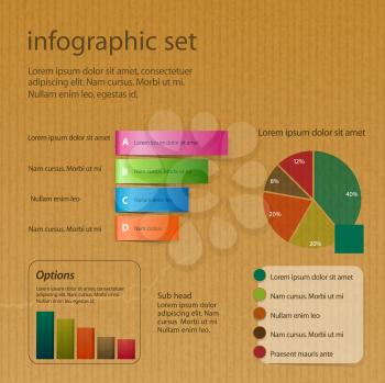Infographics on a brown paper textured background