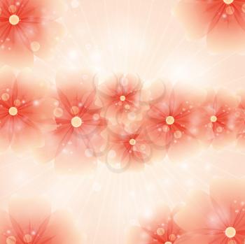 Floral Background of Orange Flowers with Starburst