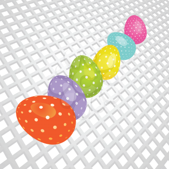Easter Coloured Eggs Rolling on a 3D White Background