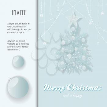 Christmas Invite with Sample Text Tree Decorations and Baubles