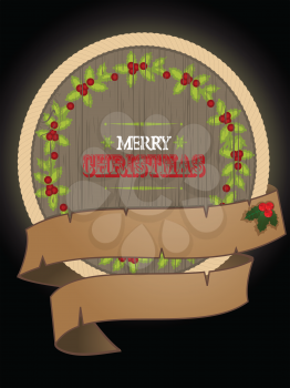 Christmas Wooden Border with Robe Details Banner and Text Over Black Background