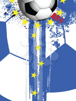 Football Soccer European Championship Background with Football France Flag with Grunge Effect and Yellow Stars