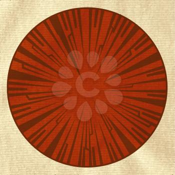 Textured Vintage Brown Crispy Paper with Red Circular Border and Tribal Design