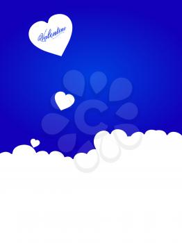 Valentine Copy Space Blue Background with Hearts Silhouette and Floral Decorative Text