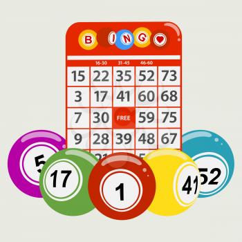 Drawning Style Bingo Balls Around a Red Bingo Card Background